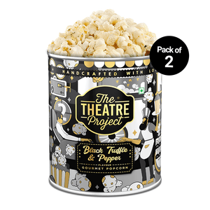Black Truffle & Pepper Gourmet Popcorn Tin | Pack of 2 x 42g Pack of 2