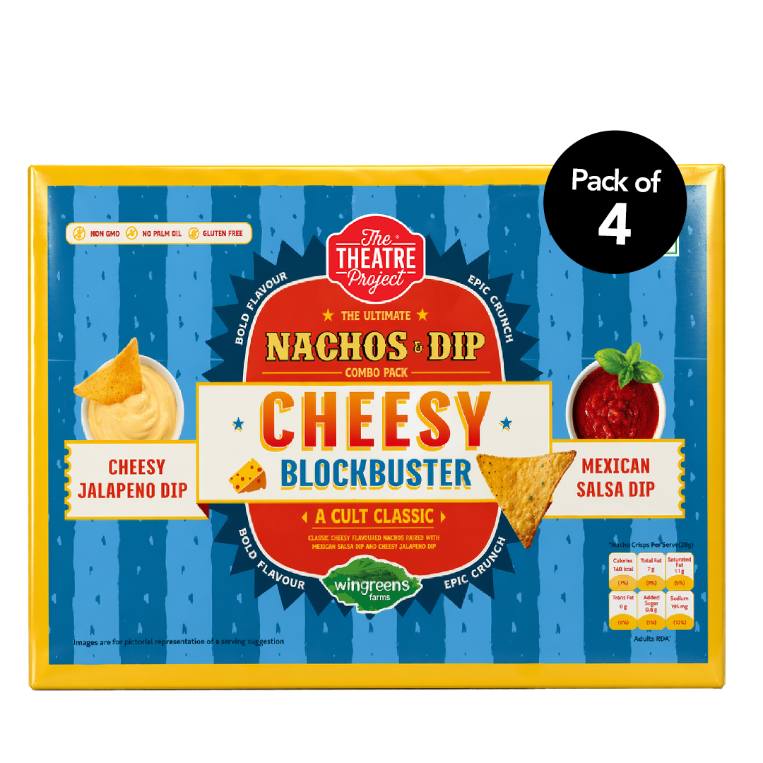 Cheesy Nachos with 2 Dips Combo Box | Pack of 4 x 140g The Theatre Project