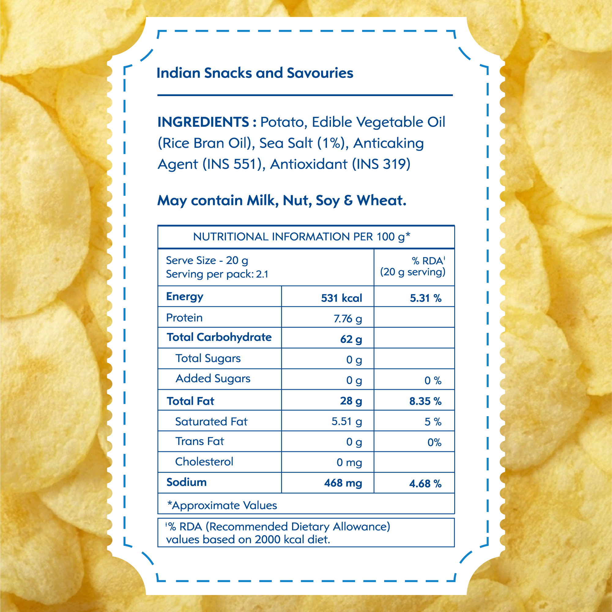 Original Sea Salt Kettle Cooked Chips | Pack of 6 x 93g Pack of 6