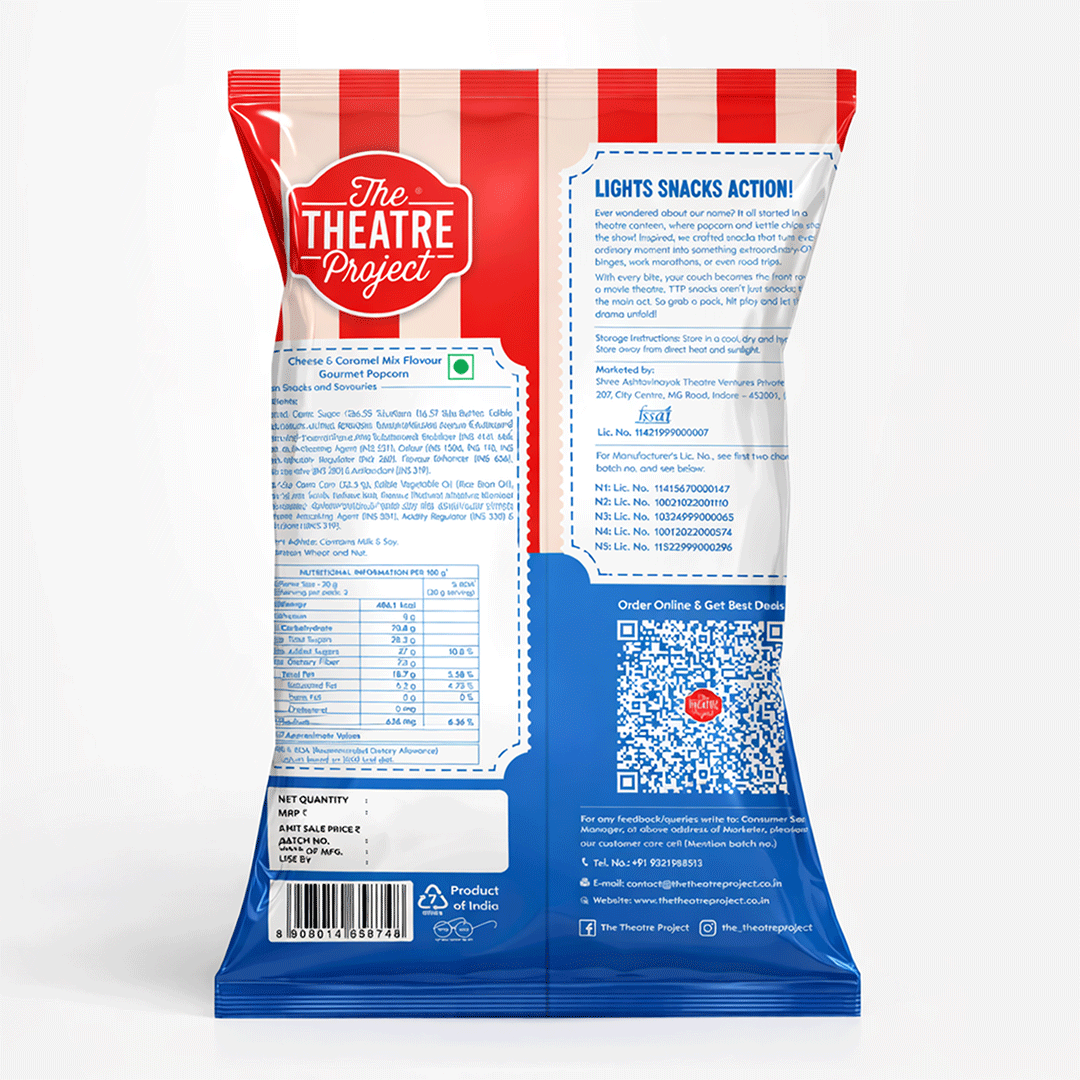 Cheese & Caramel Gourmet Popcorn | Pack of 12 x 32g The Theatre Project