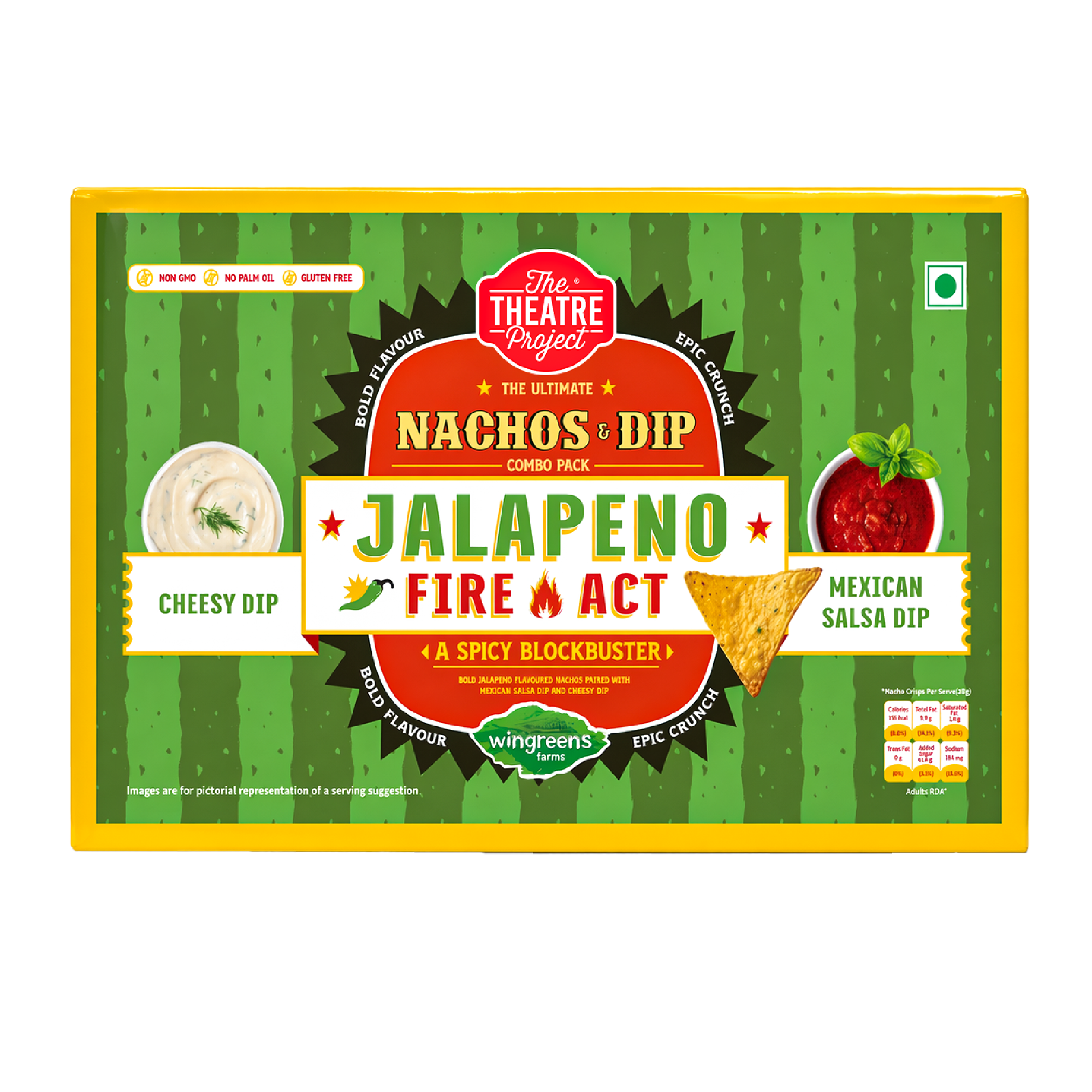 Jalapeno Nachos with 2 Dips | Pack of 1 x 140g The Theatre Project