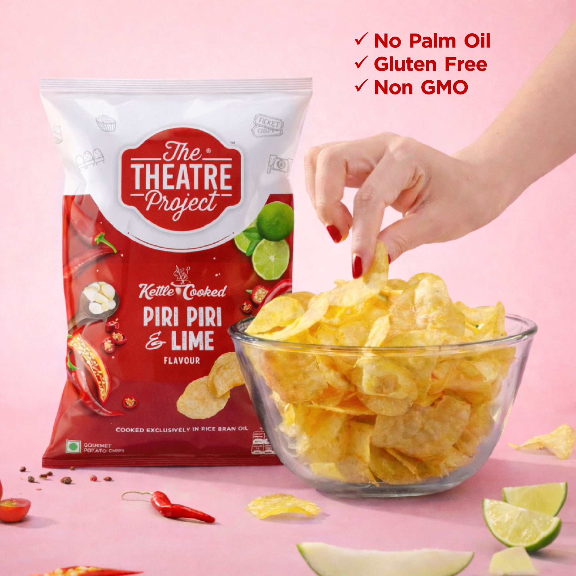Piri Piri & Lime Kettle Cooked Chips | 72g | Rs 60 Pack of 1