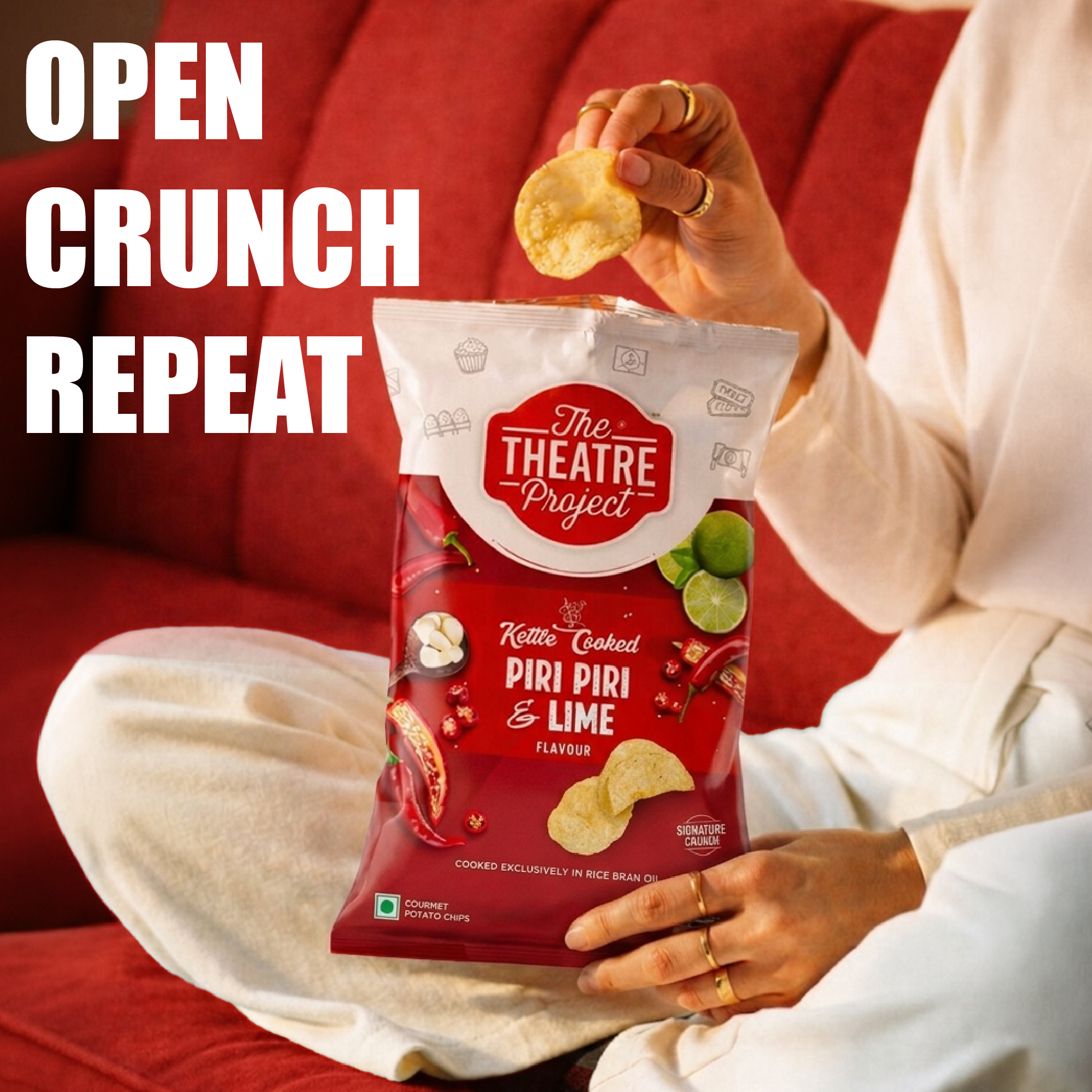 Piri Piri & Lime Kettle Cooked Chips | Pack of 6 x 93g Pack of 6