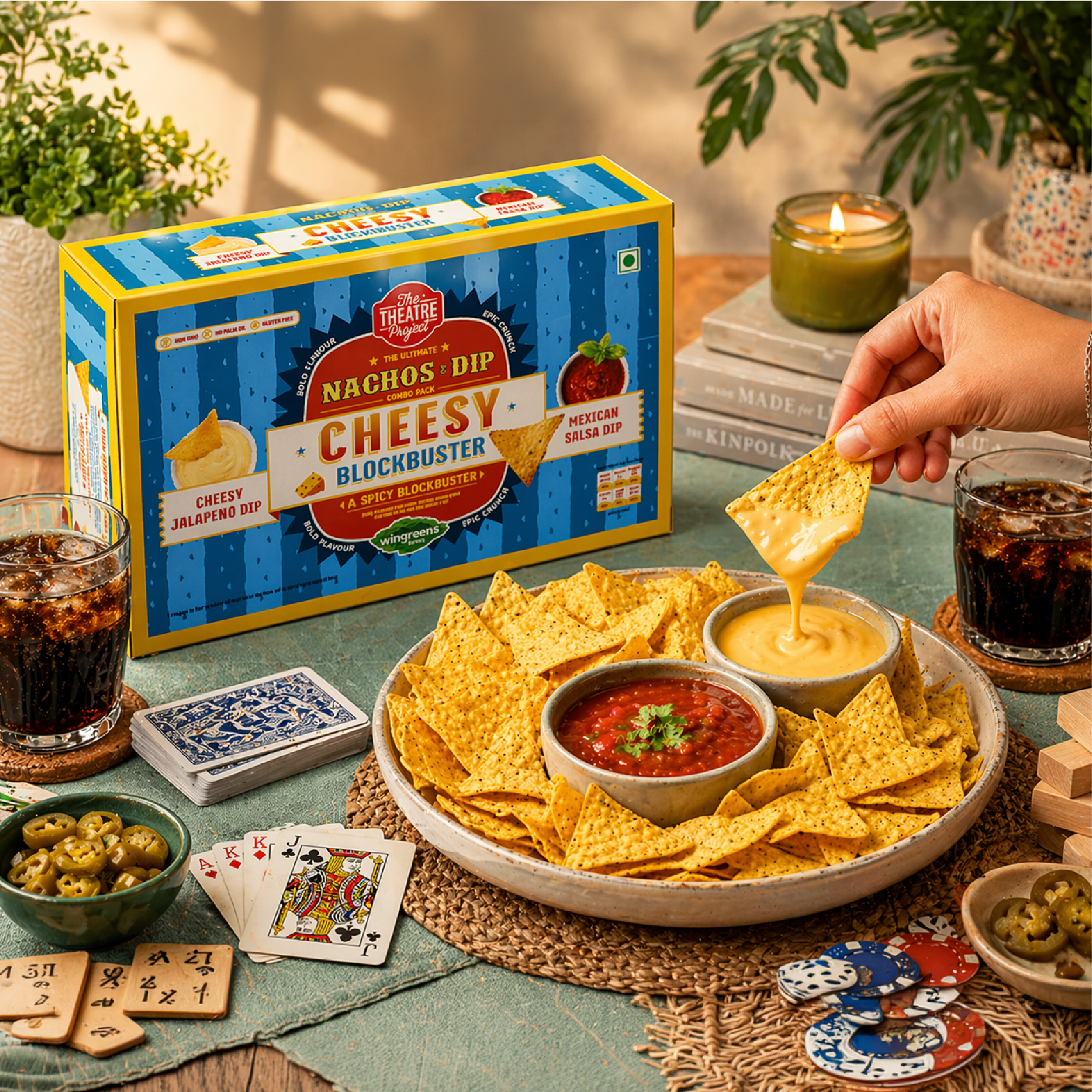 Cheesy Nachos with 2 Dips Combo Box | Pack of 4 x 140g The Theatre Project