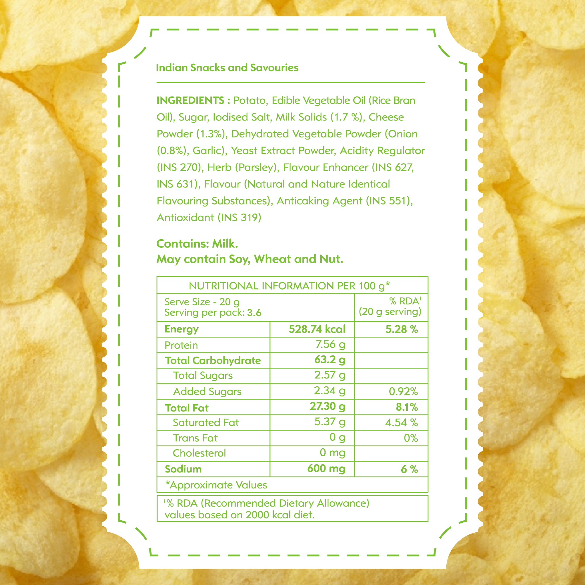 Sour Cream & Onion Kettle Cooked Chips | Pack of 6 x 93g Pack of 6