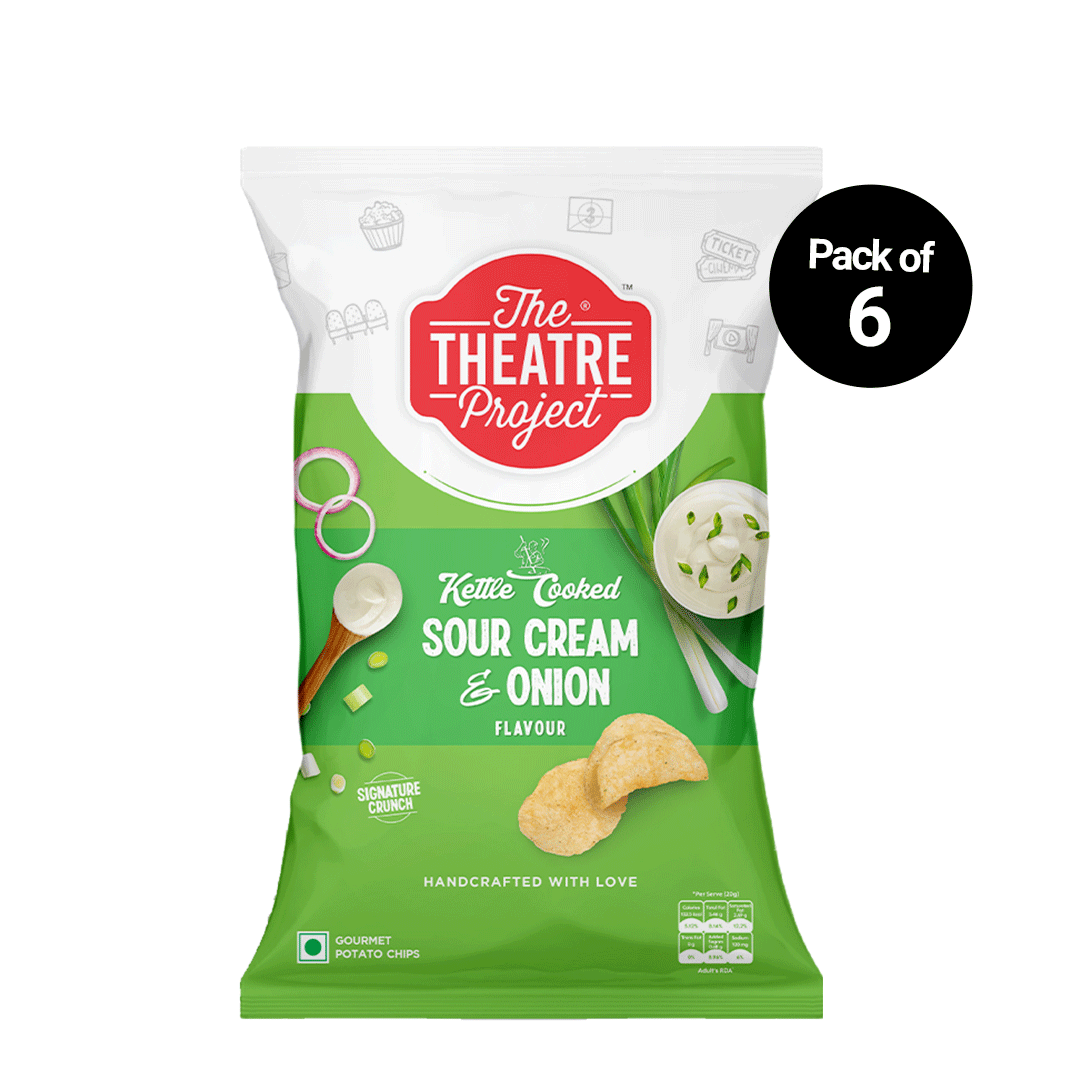 Sour Cream & Onion Kettle Cooked Chips | Pack of 6 x 93g Pack of 6